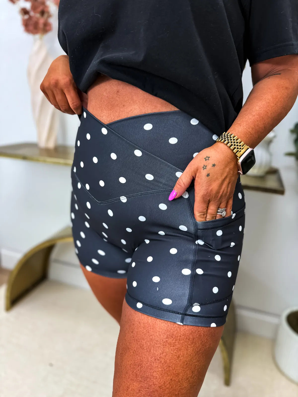 PREORDER Black & White Polka Dots Biker Shorts