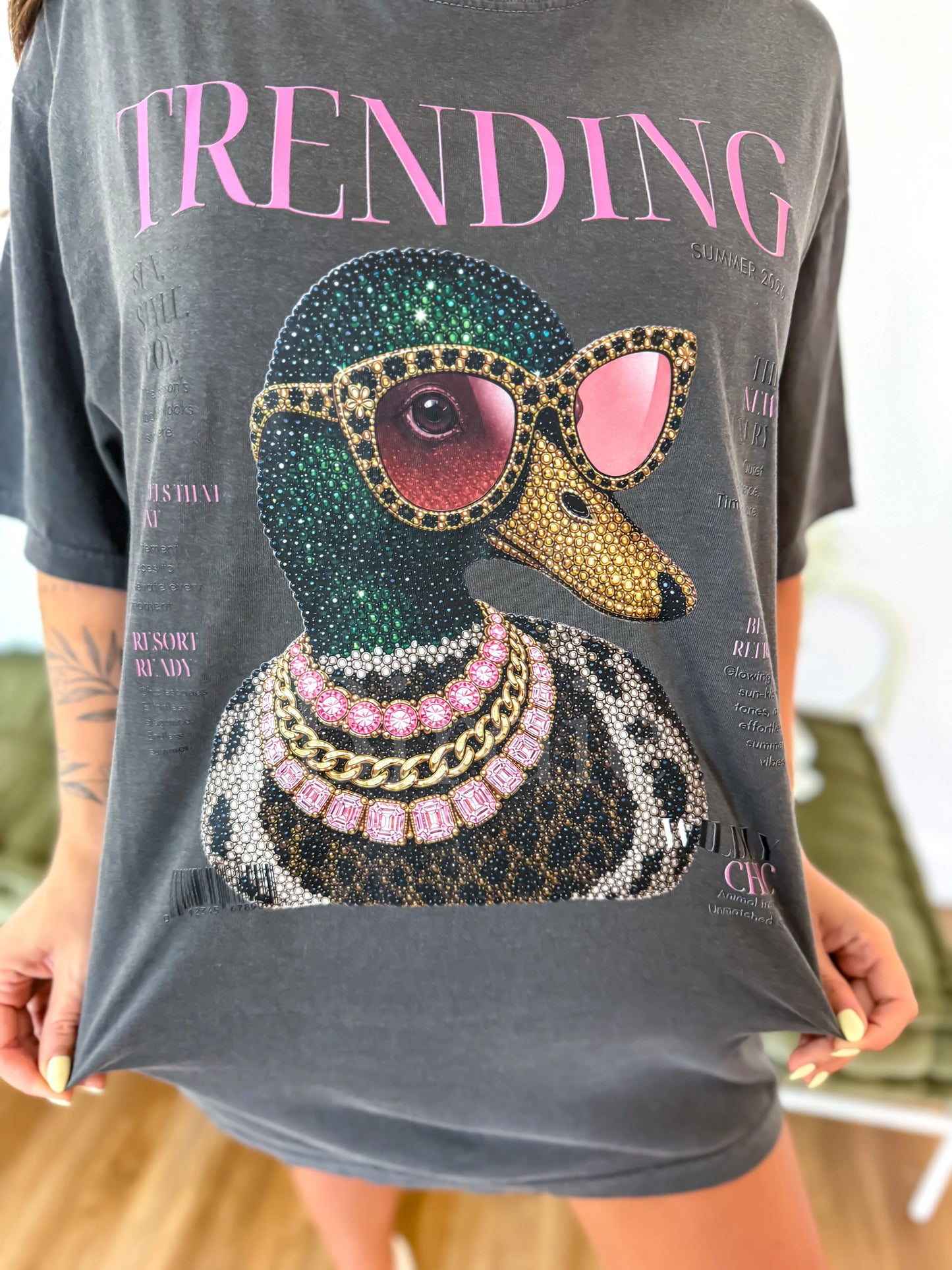 Duck Faux Rhinestone Trending Tee