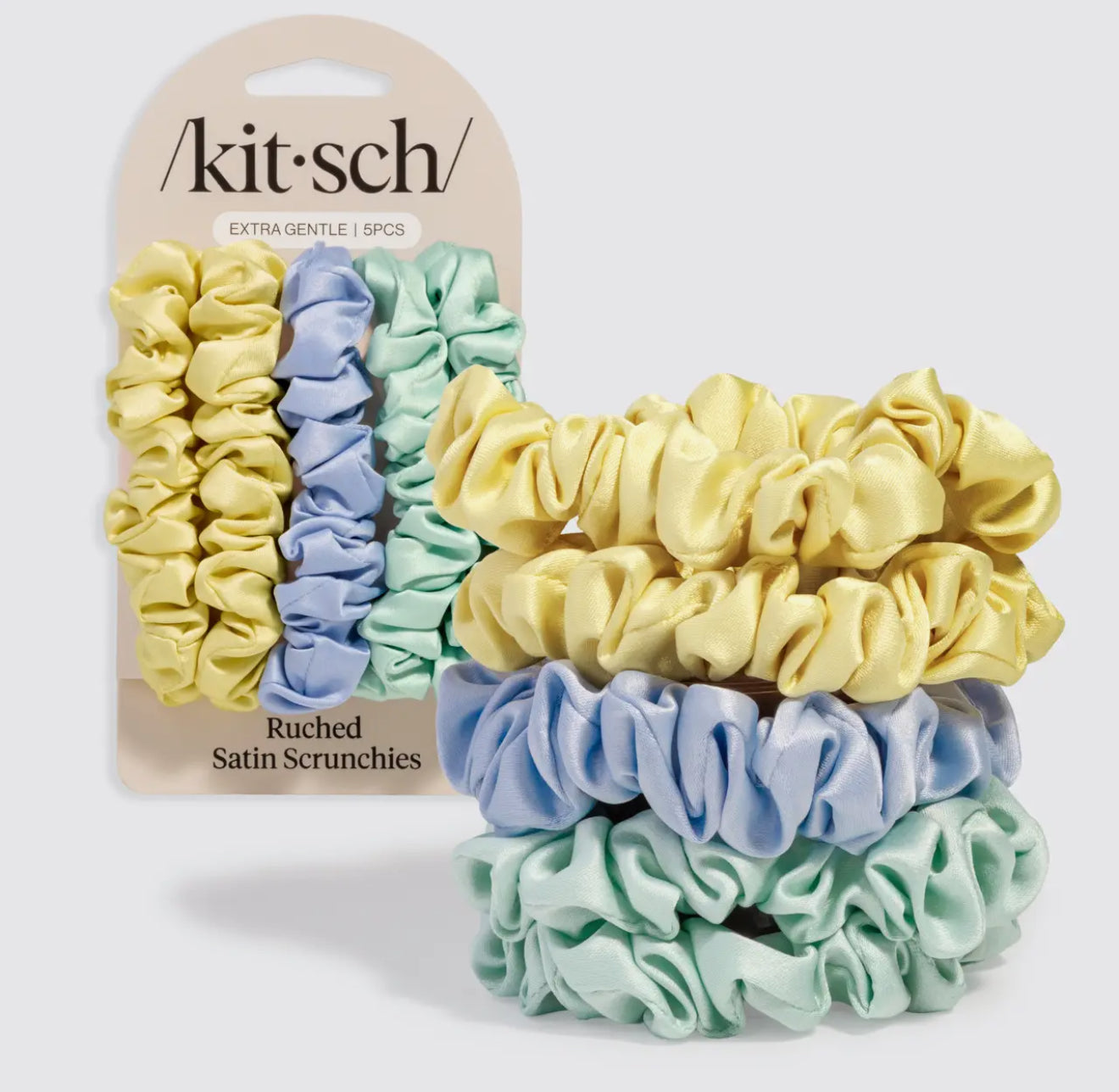 Coastal Pastels Satin Scrunchies - 5pc Set