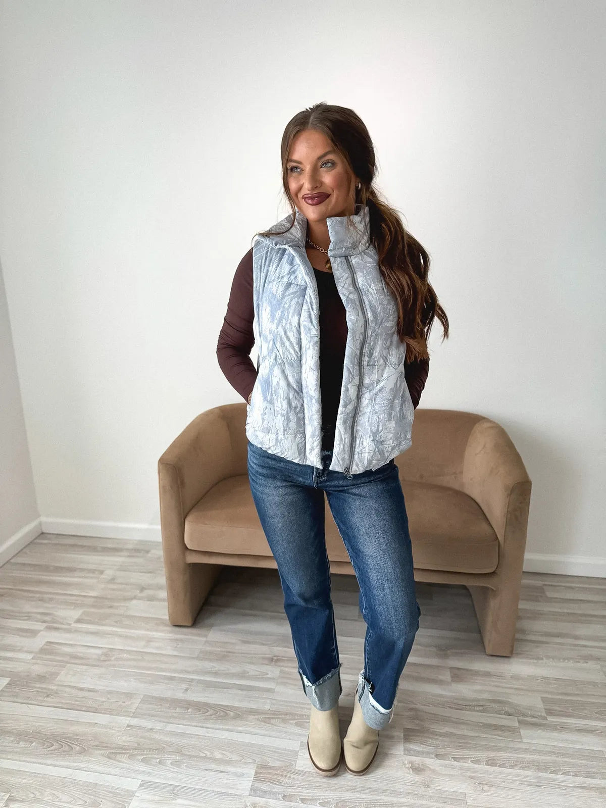 Preorder Silver Skies Camo Puffer Vest