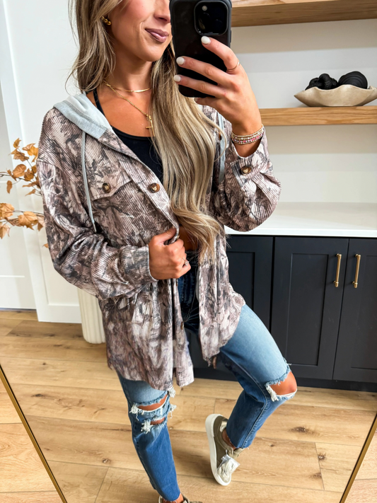 PREORDER Ribbed Shacket Dark Camo