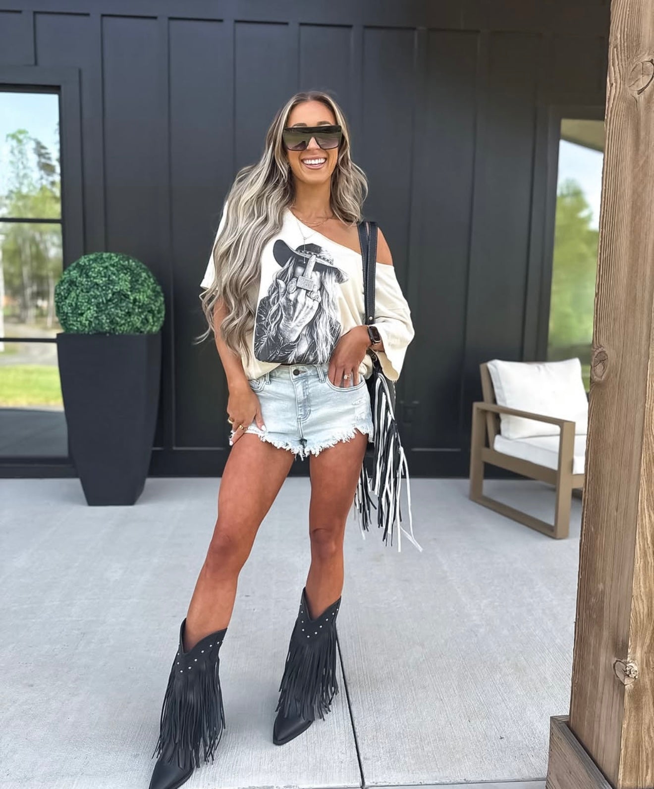Sassy Western Off Shoulder Tee