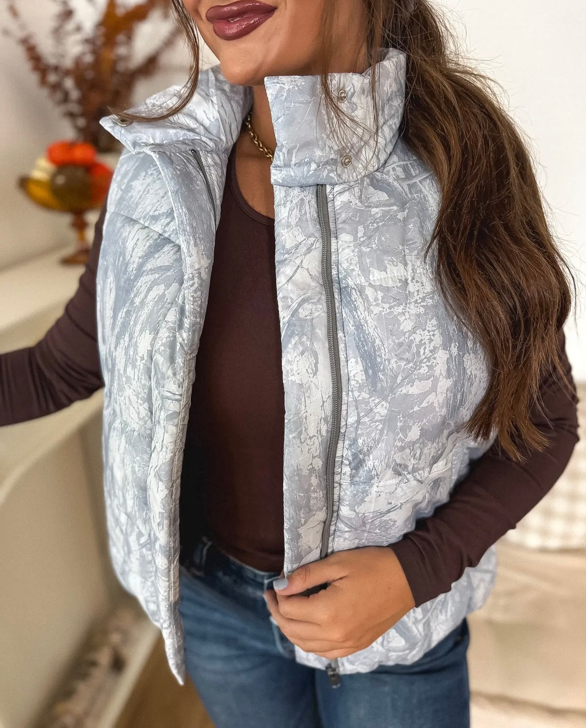 Preorder Silver Skies Camo Puffer Vest