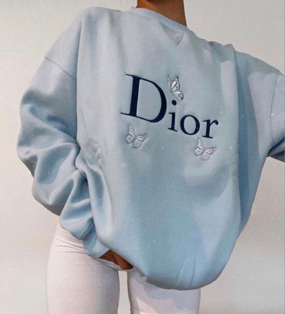 Preppy Butterflies Baby Blue Crewneck