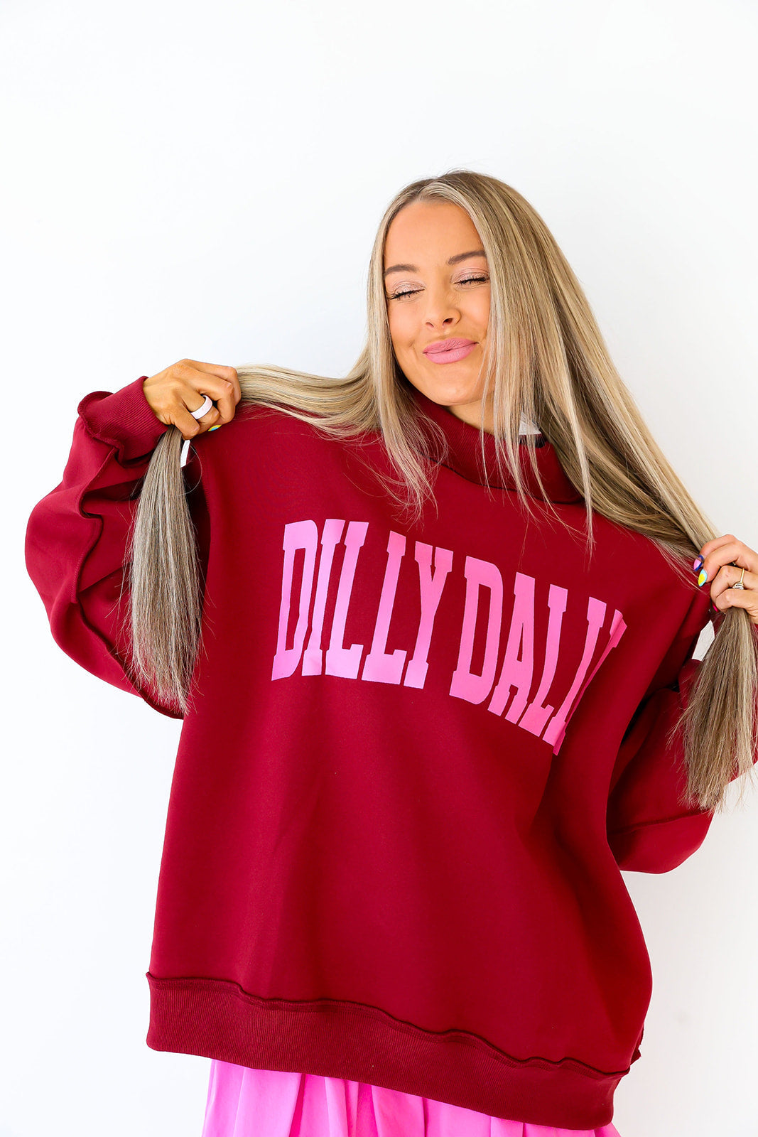 Dillydally Burgundy Mockneck Sweatshirt