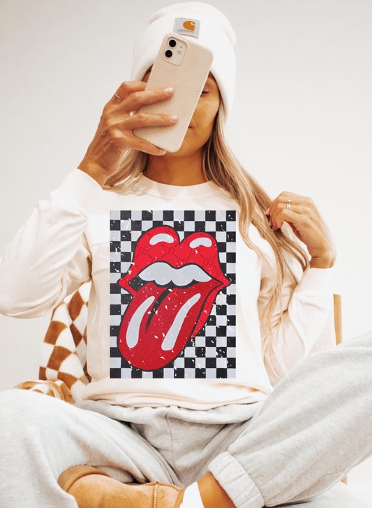 Checkered Lips Tee/Sweatshirt