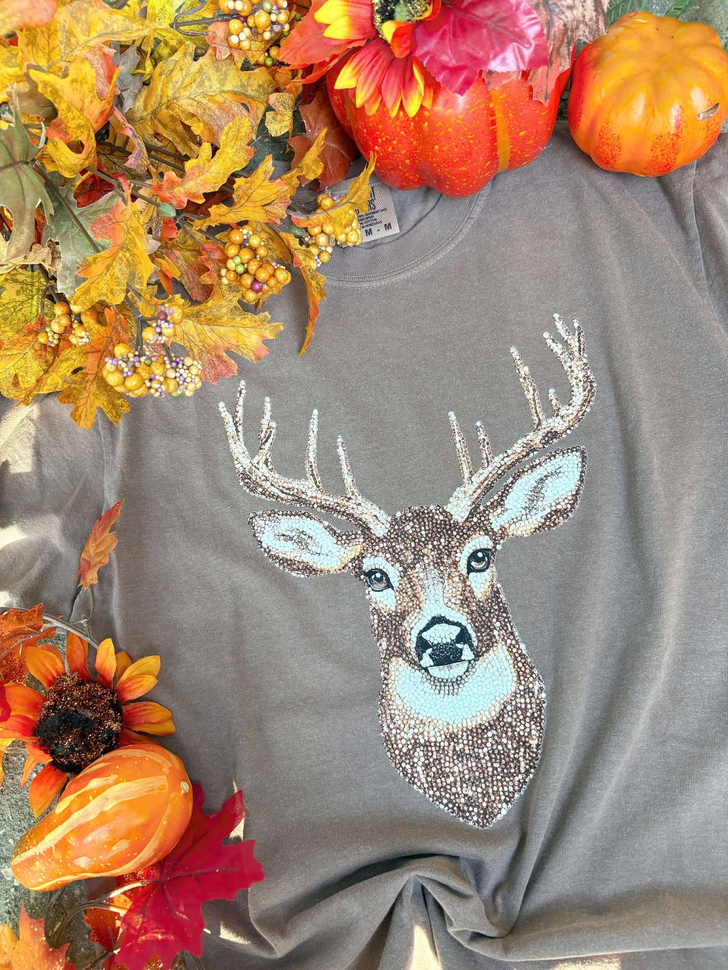 Faux Rhinestone Deer Tee/Sweatshirt