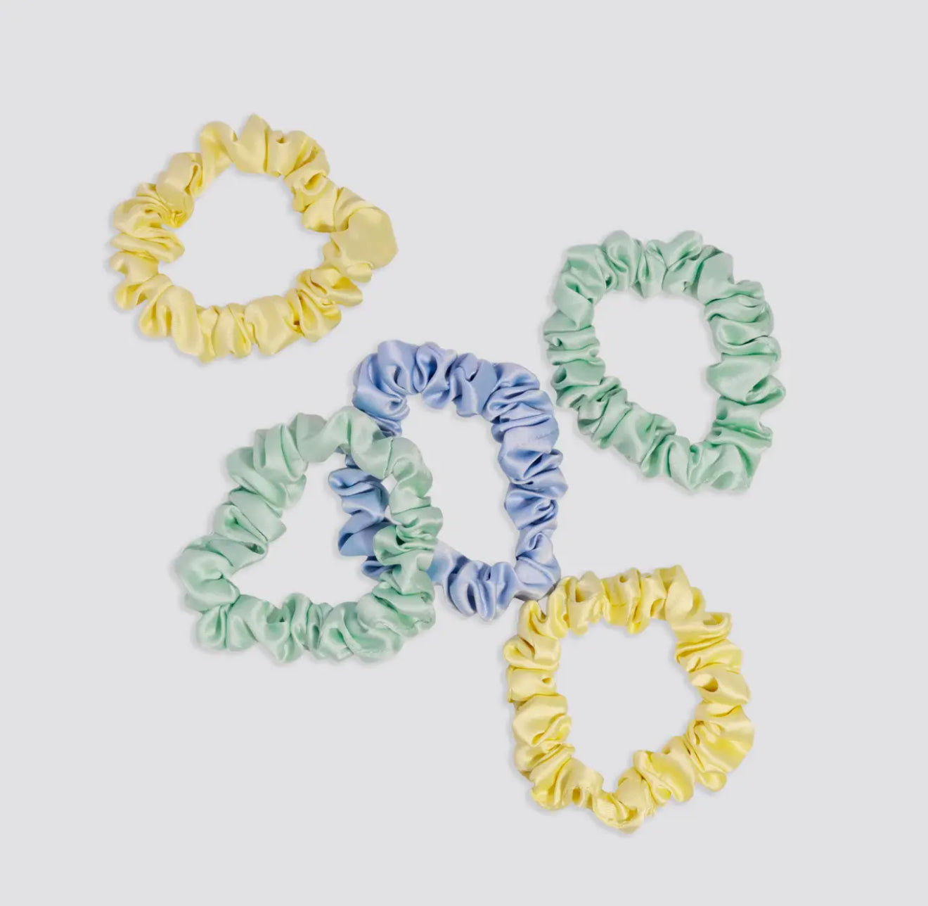 Coastal Pastels Satin Scrunchies - 5pc Set