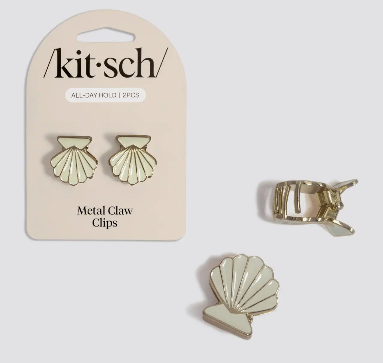 Clamshell Metal Hair Clips - 2pc Set