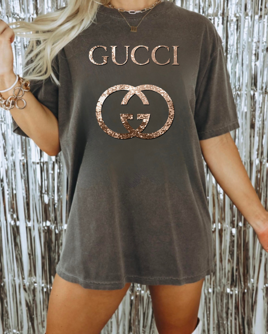 Boujee Champagne Faux Glitter Tee