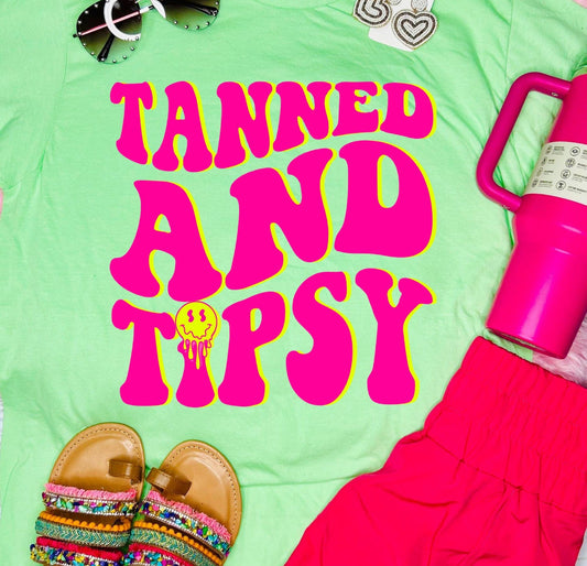 Tanned & Tipsy Retro Neo Mint Tee