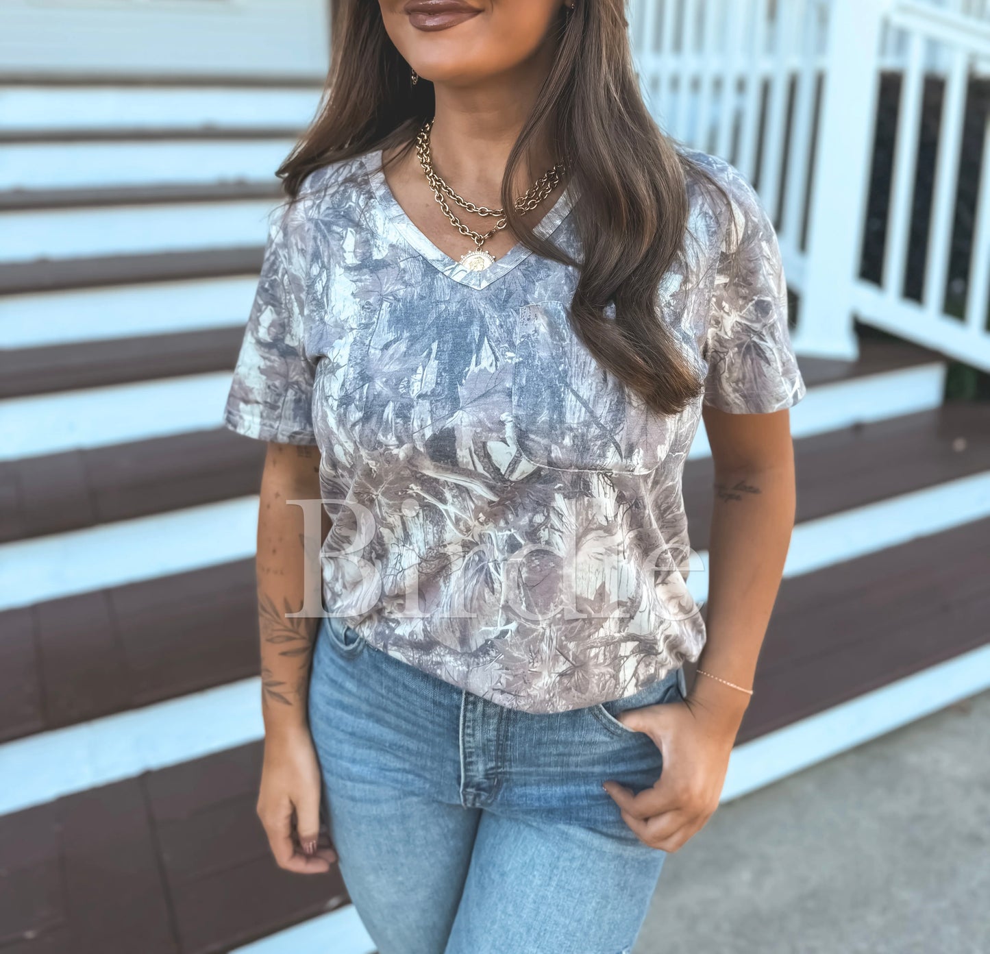 PREORDER Dark Camo V Neck Tee