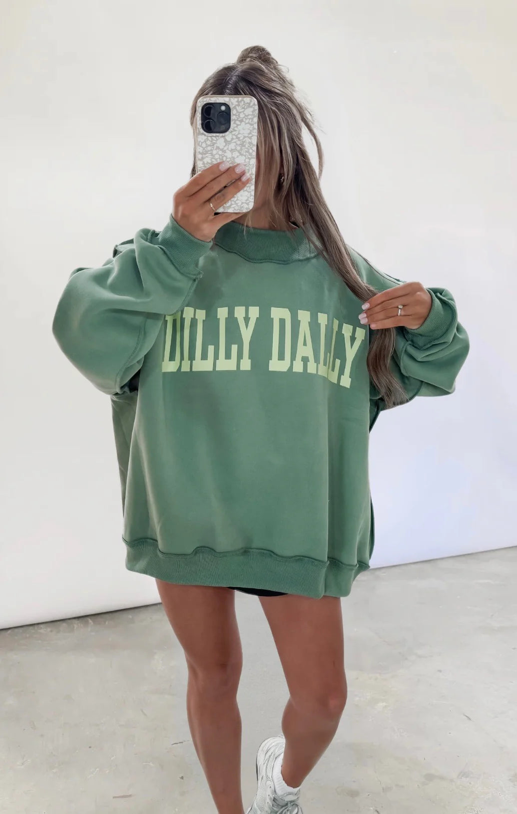 Dillydally Sage Mockneck Sweatshirt