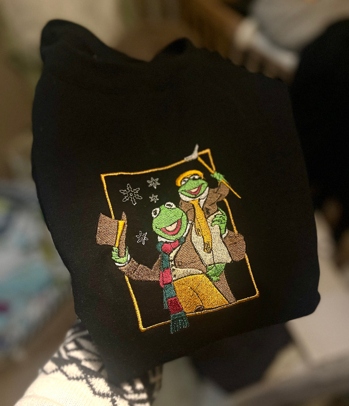 Kermit Christmas Carol Embroidered Crewneck