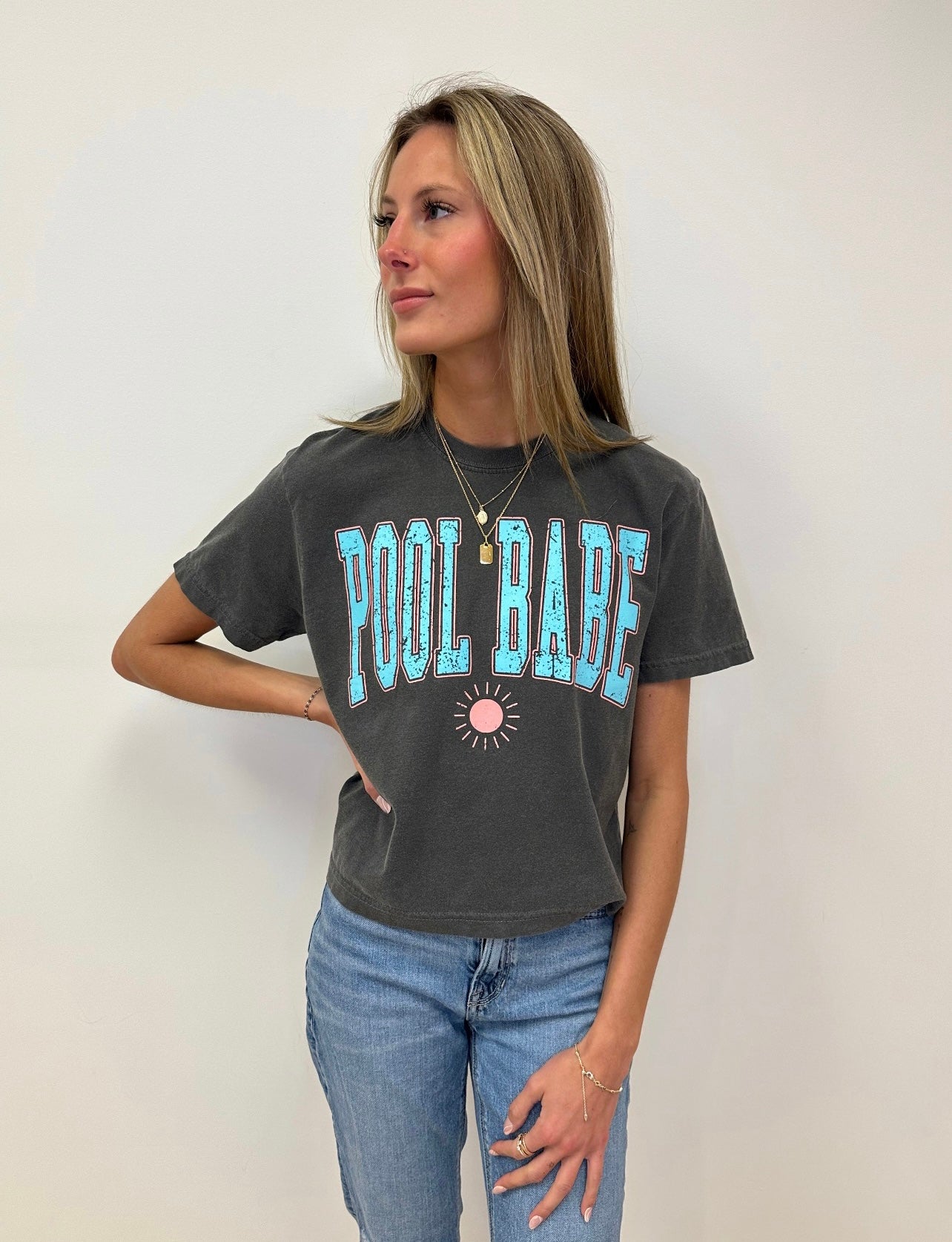 POOL BABE TEE (Charcoal)