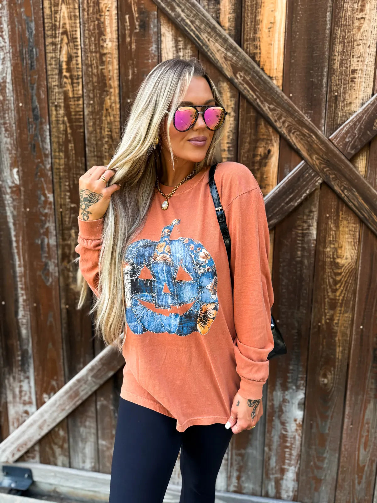 Denim Pumpkin Long Sleeve