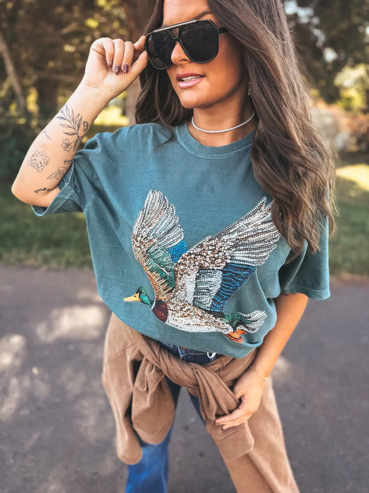 Faux Rhinestone Duck Tee