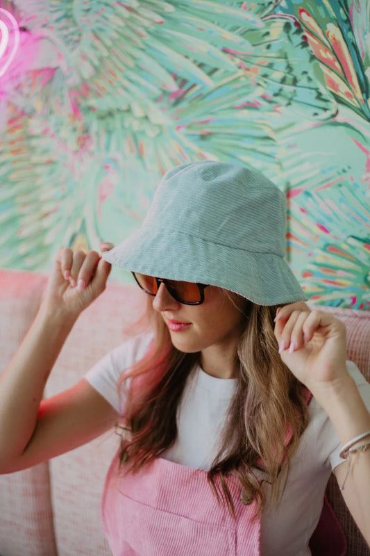 MINT CORDUROY BUCKET HAT