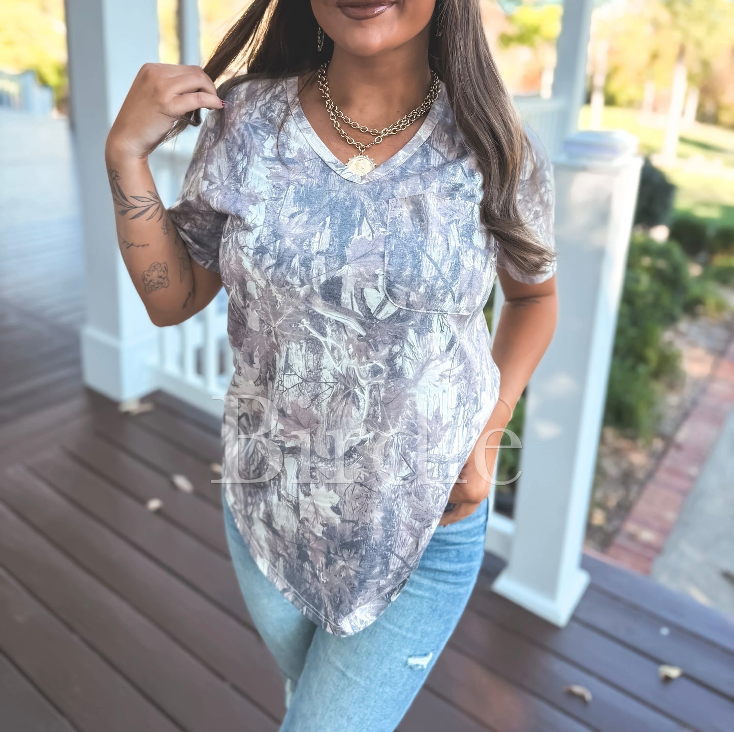 PREORDER Dark Camo V Neck Tee