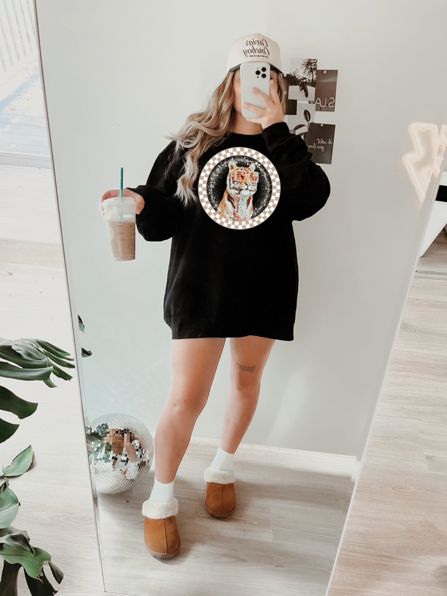 Checkered Glitter Tiger Sweatshirt