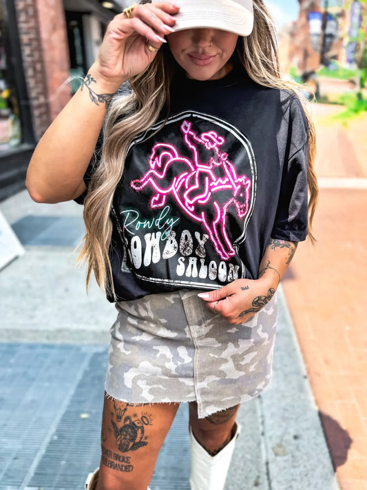 Rowdy Neon Cowboy Saloon Tee