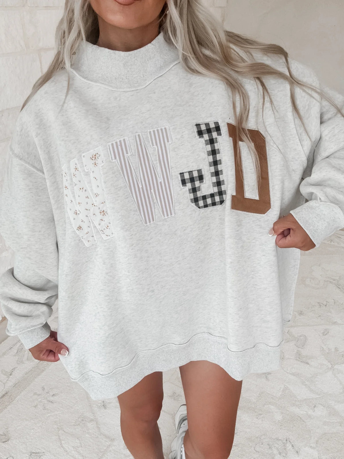 WWJD Patchwork Mockneck Sweatshirt