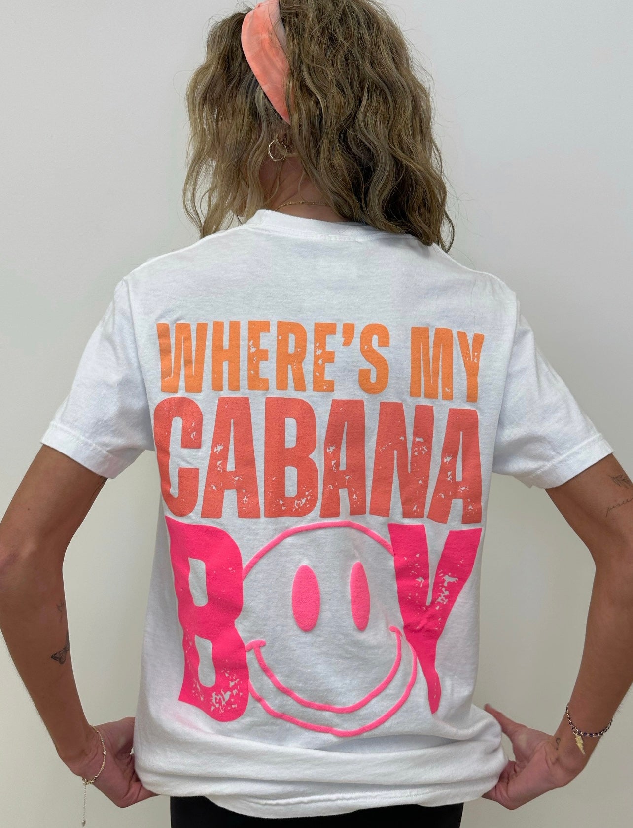 WHERE’S MY CABANA BOY SMILEY TEE (White):