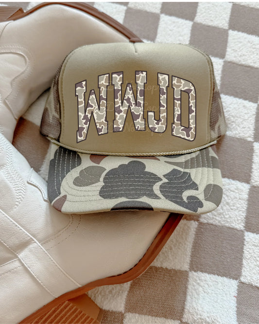 WWJD Camo Trucker Hat