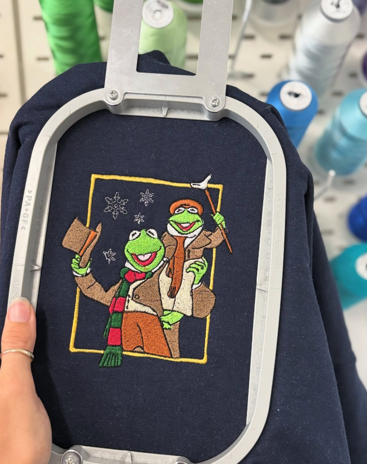 Kermit Christmas Carol Embroidered Crewneck