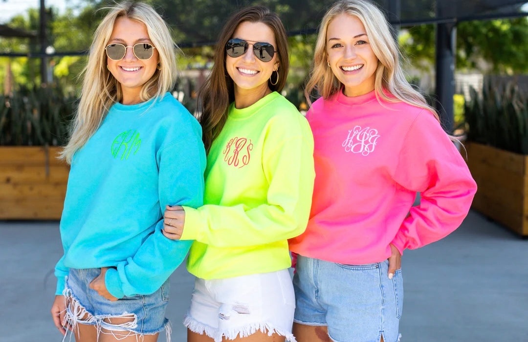 Monogrammed Neon Surfer Collection Sweatshirts