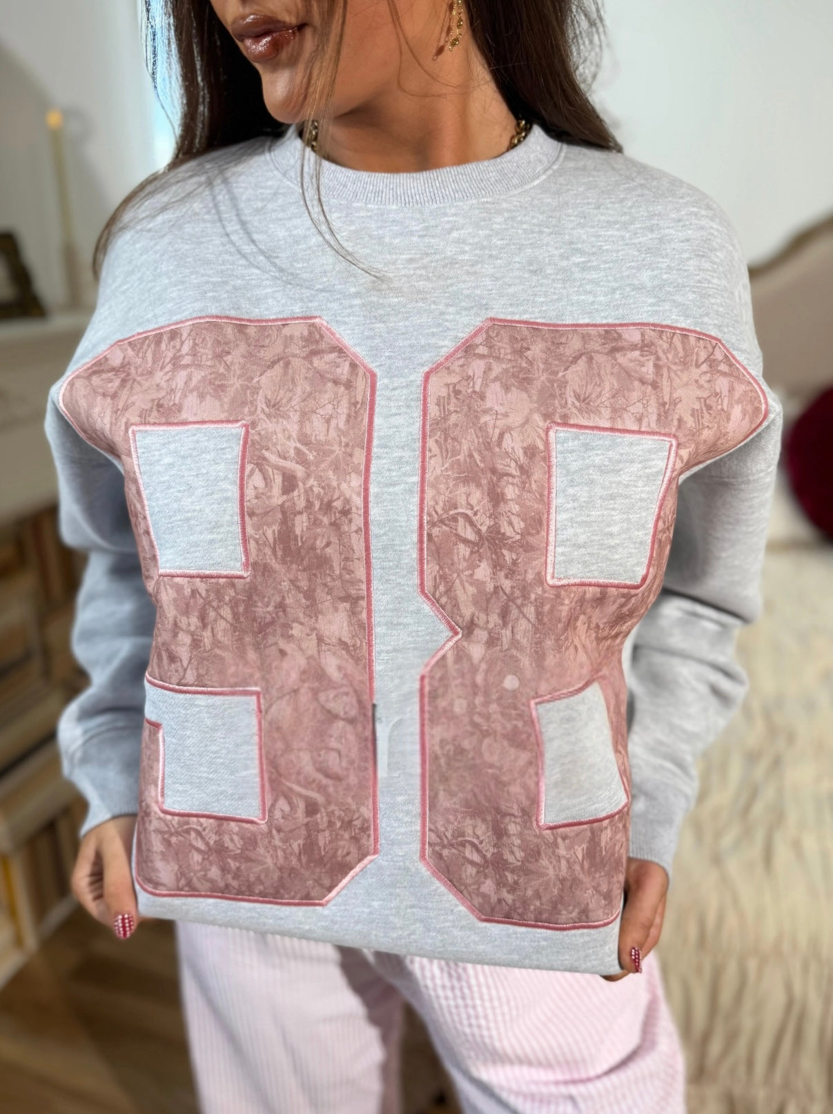PREORDER 98 Pink Camo & Gray Pullover