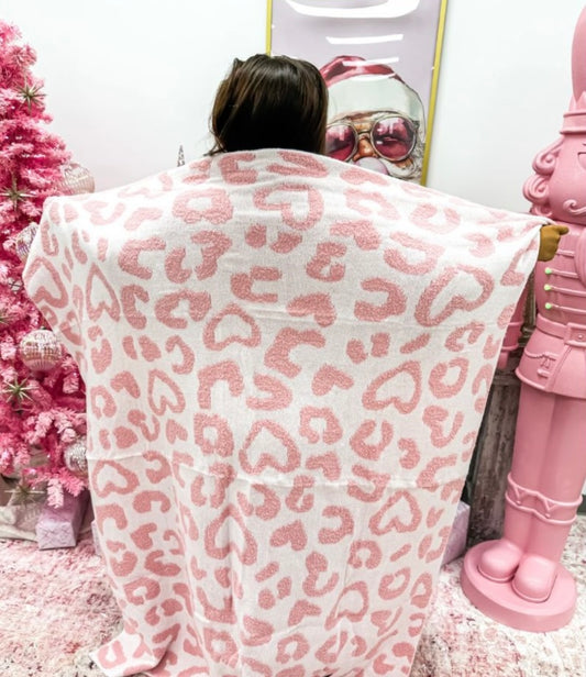 PREORDER Cheetah Hearts Reversible Cloud Blanket