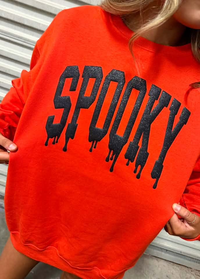 Spooky Orange Puff Crewneck