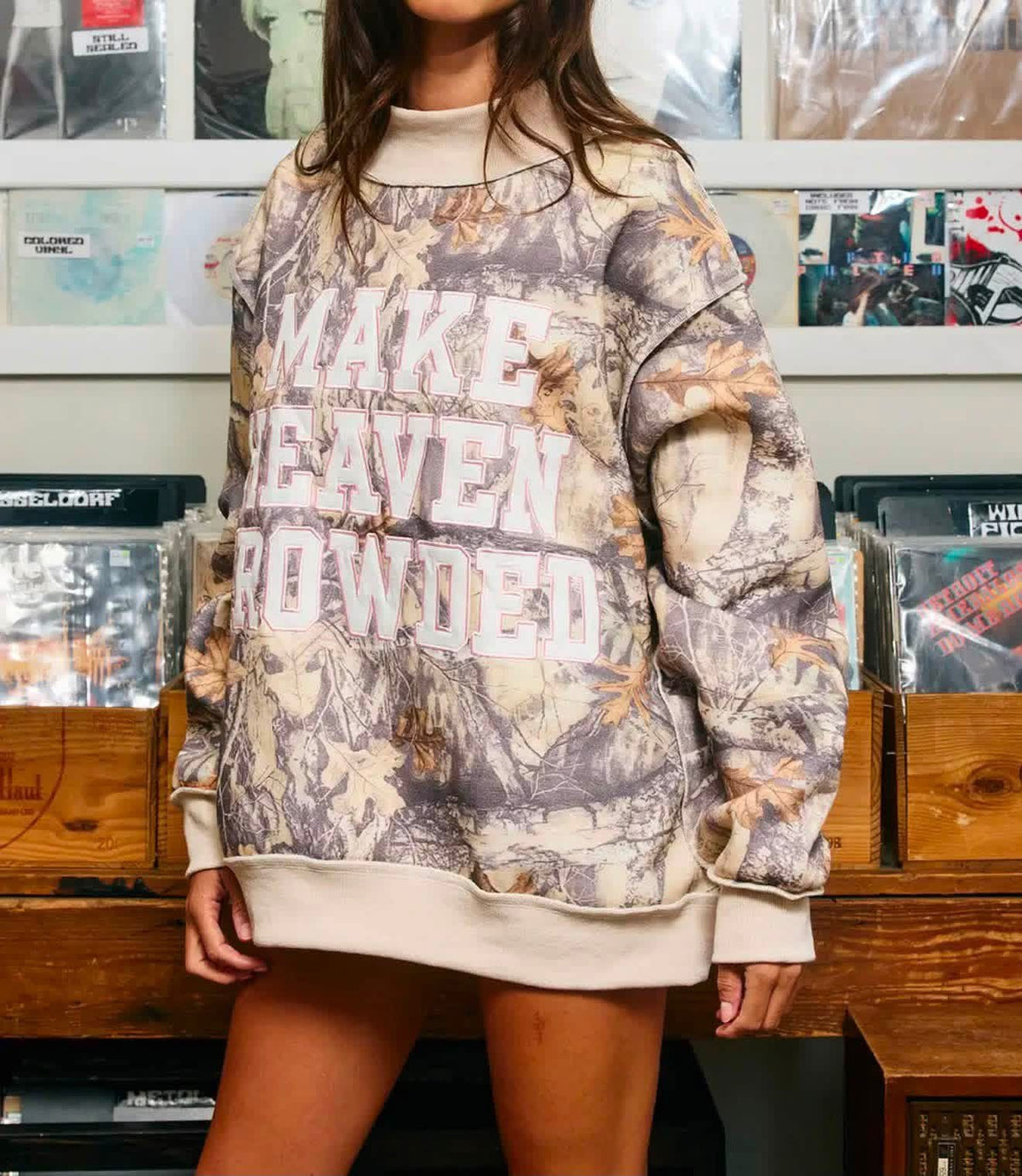 Make Heaven Crowded Camo Mockneck
