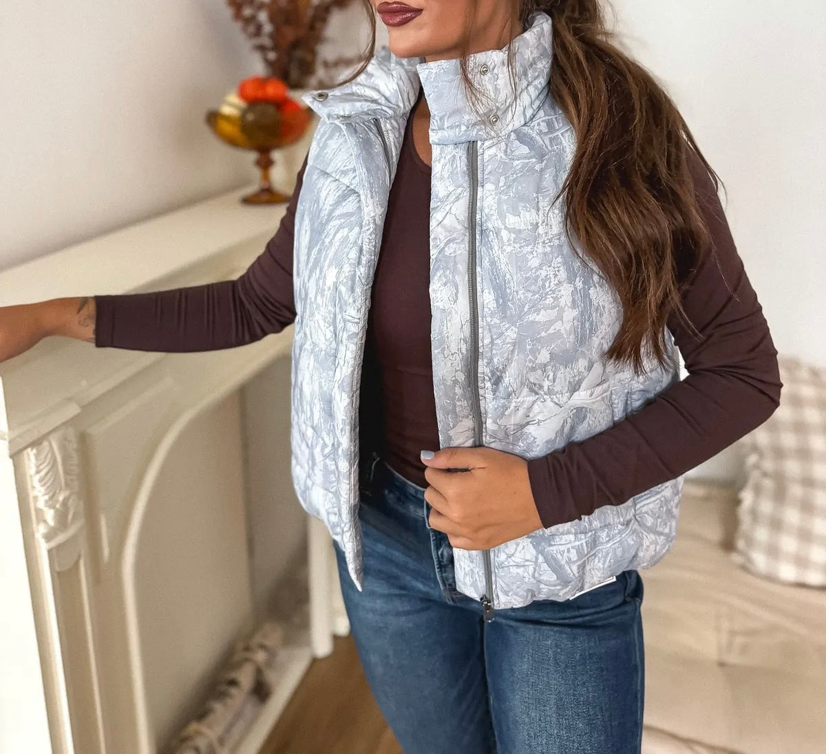 Preorder Silver Skies Camo Puffer Vest