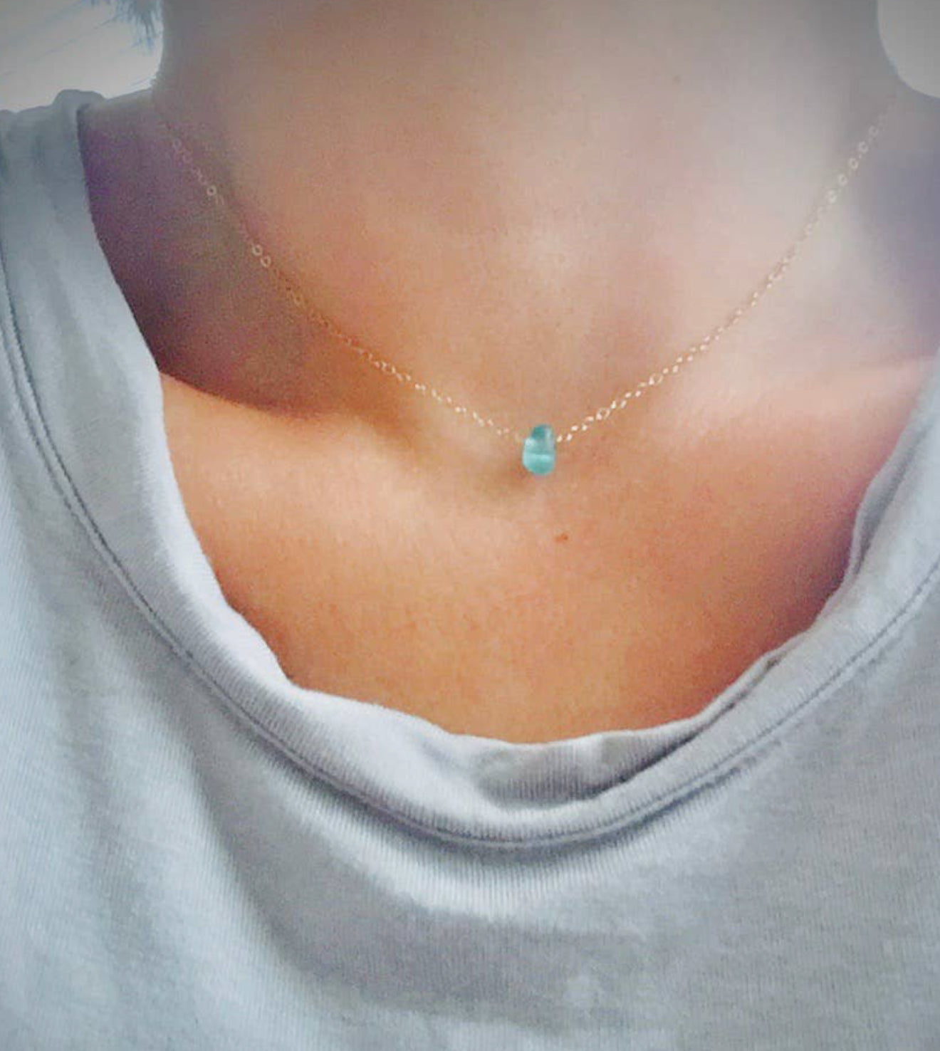 Floating Dainty Seaglass Necklace