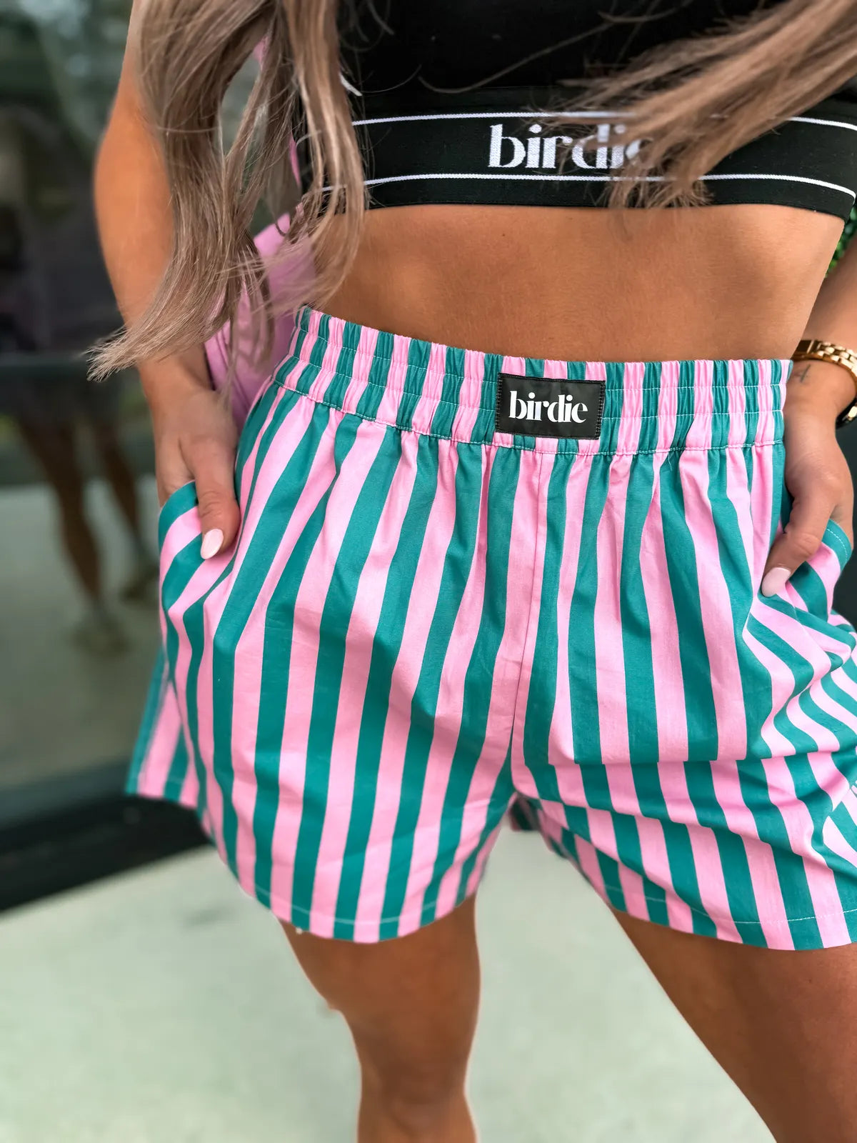 PREORDER Pink & Green Striped Boxer Shorts