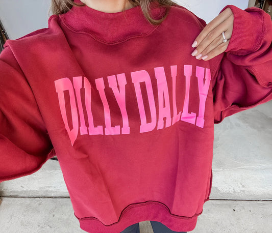 Dillydally Burgundy Mockneck Sweatshirt