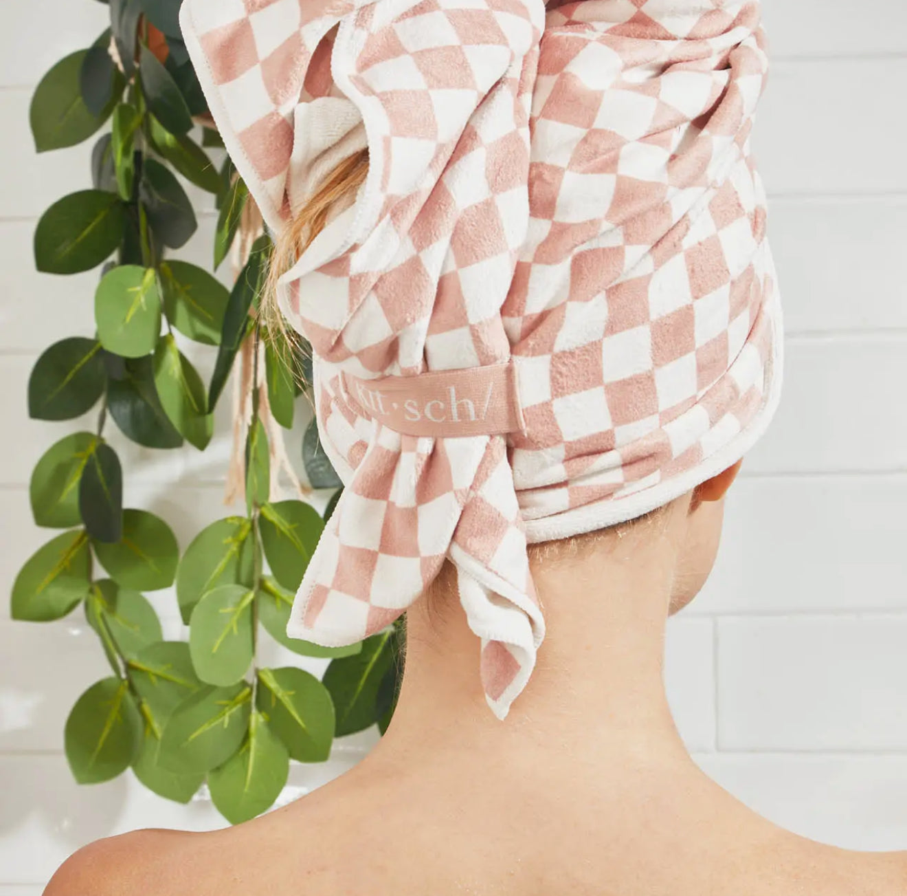 Neutral Checkered Quick Dry Hair Towels