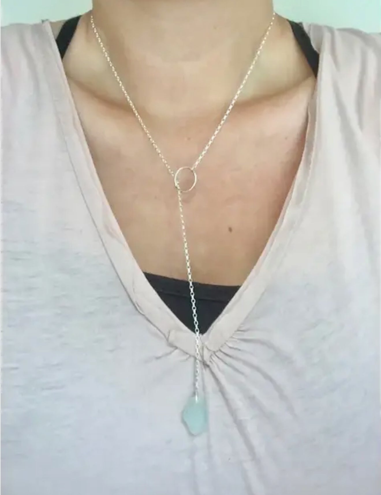 Floating Loop Seaglass Necklace