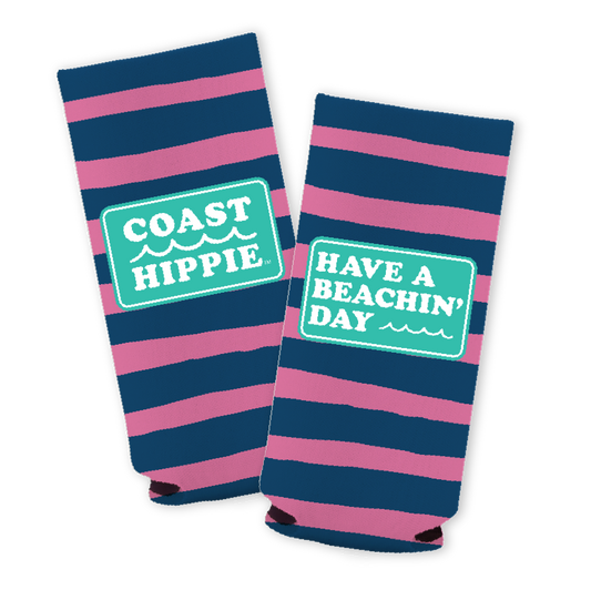 Navy Pink Beachin’ Day Koozie