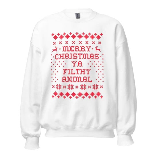 'Merry Christmas Ya Filthy Animal' Ugly Sweatshirt