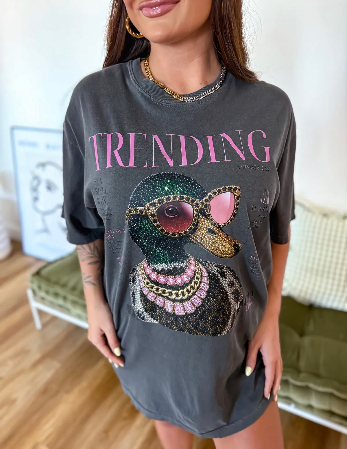 Duck Faux Rhinestone Trending Tee