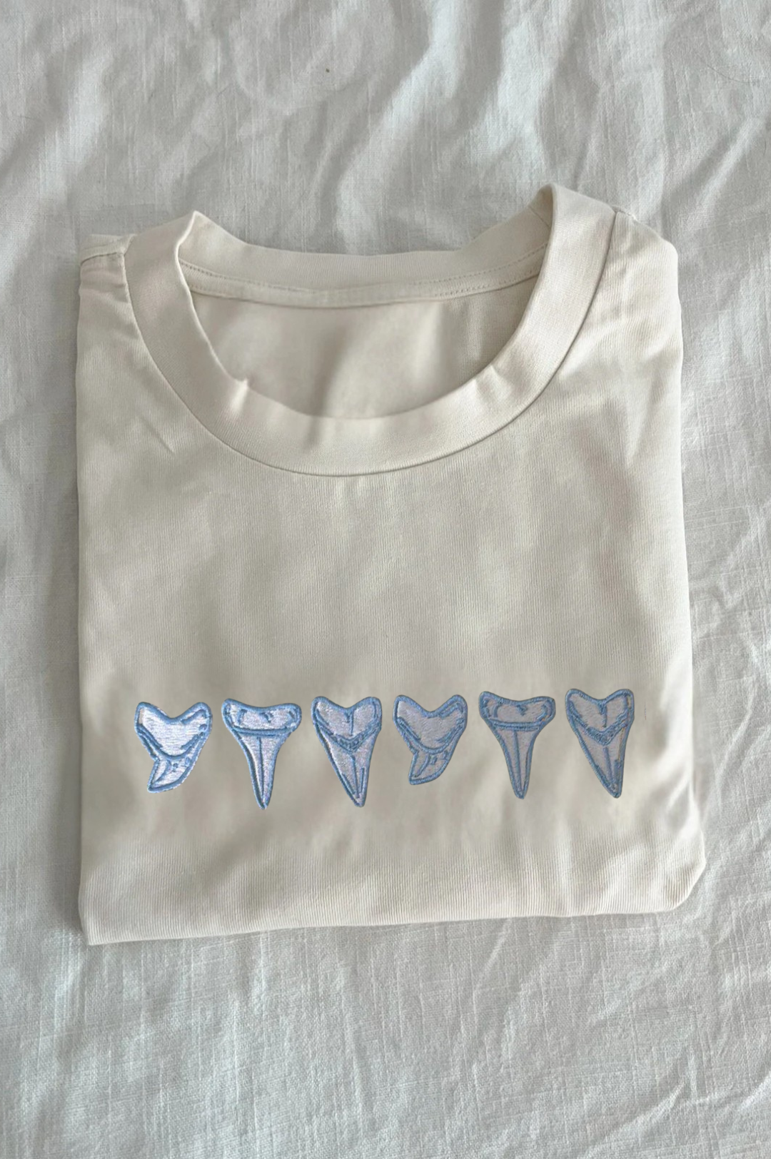Icy Blue Shark Tooth Embroidered Tee/Sweatshirt