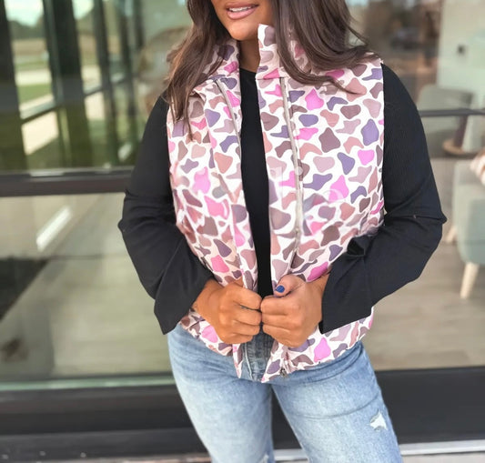 PREORDER Pink Duck Camo Puffer Vest