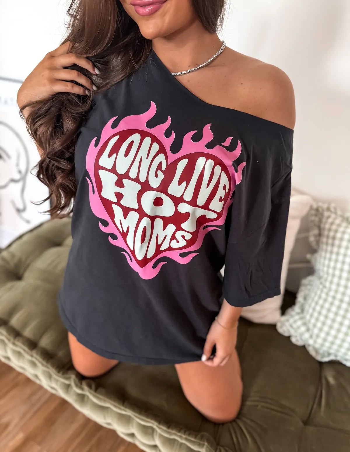 Long Live Hot Moms Off Shoulder Tee