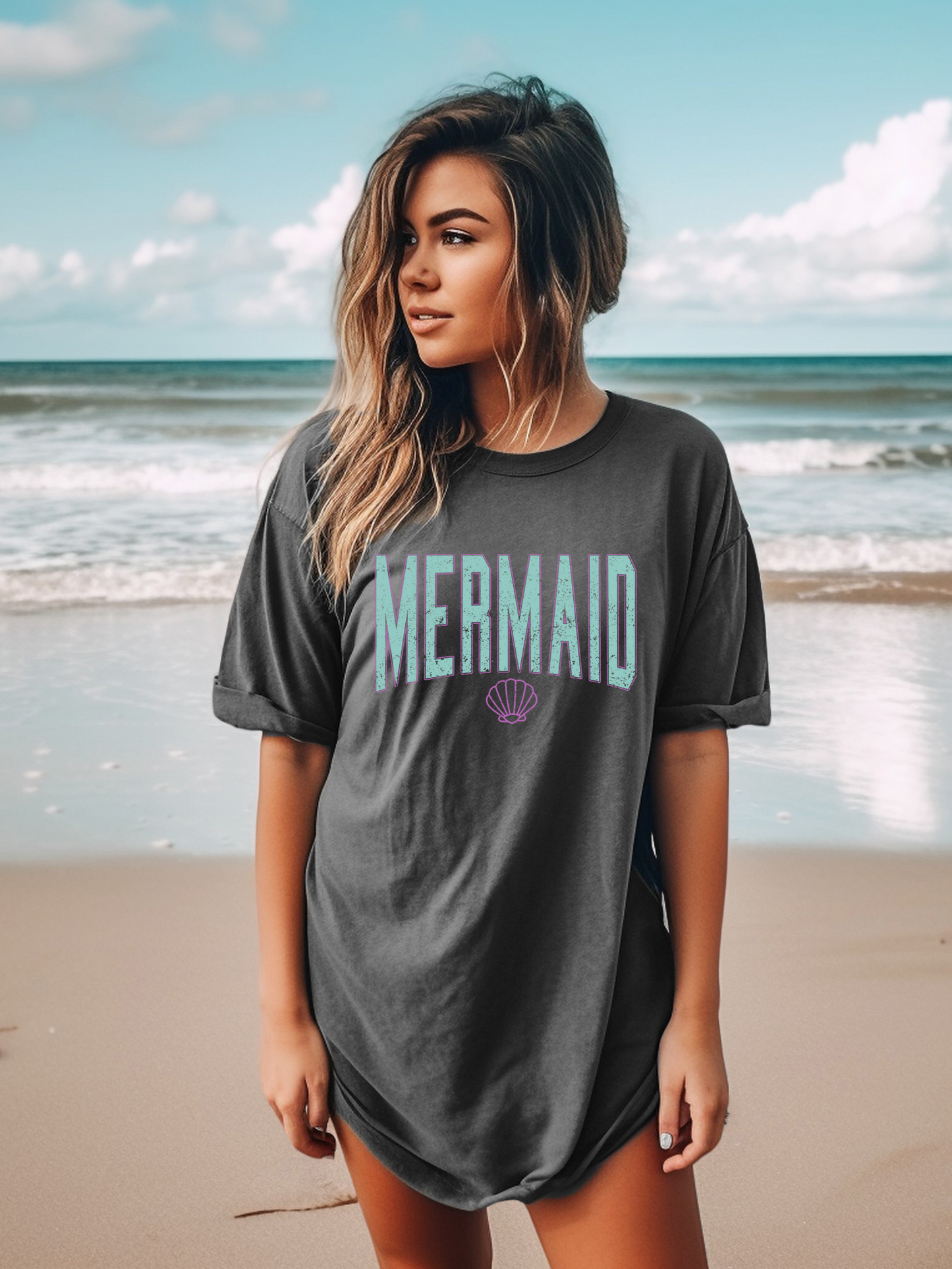 Mermaid Shell Distressed Tank/Tee