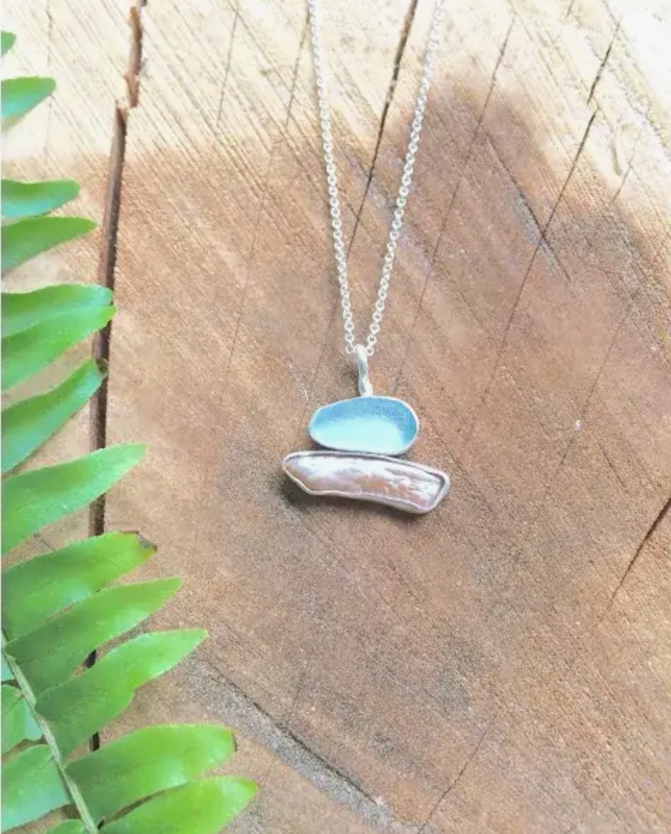 Stacked Seaglass and Pearl Necklace