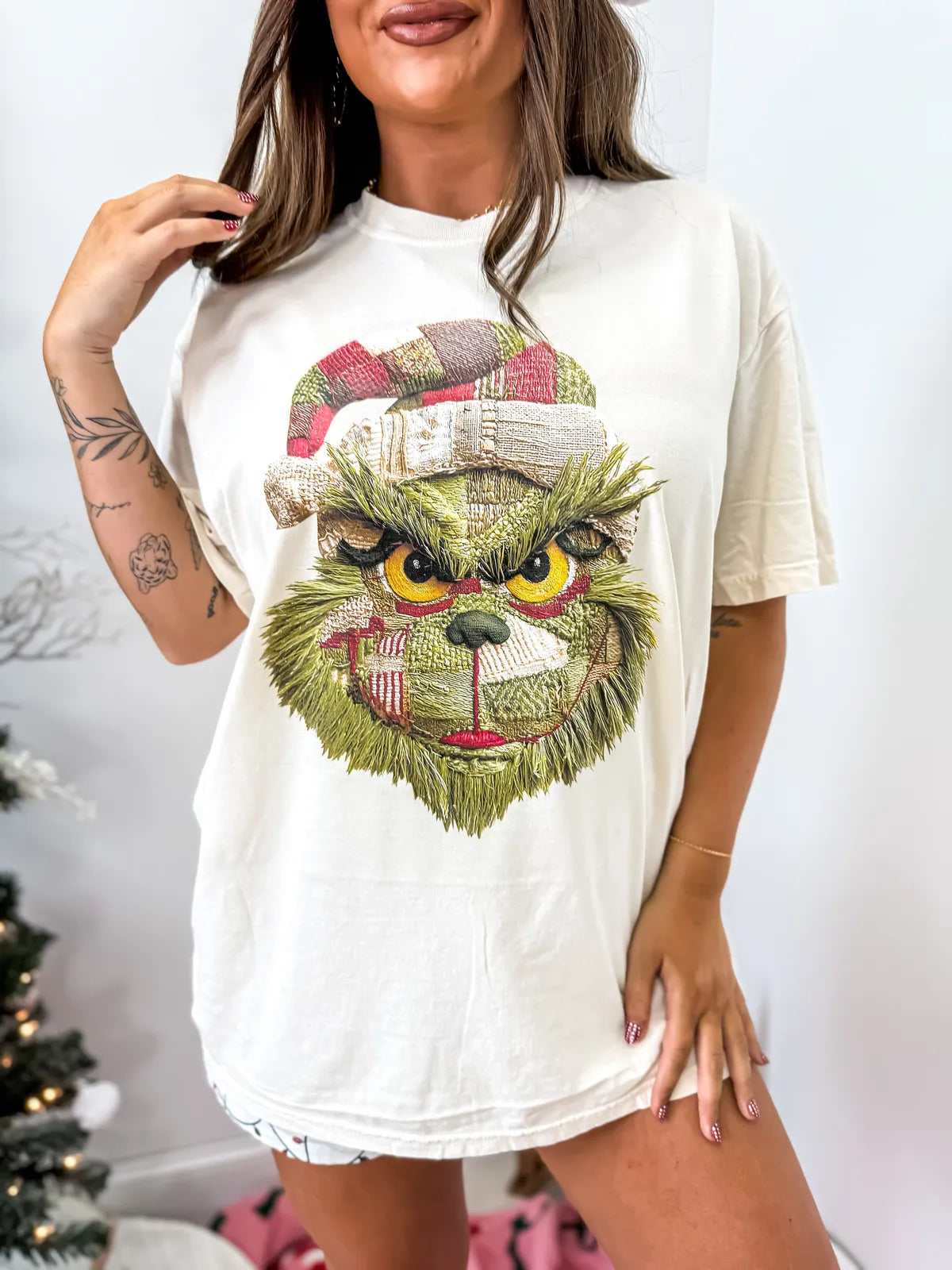 Grinch Faux Patchwork Tee