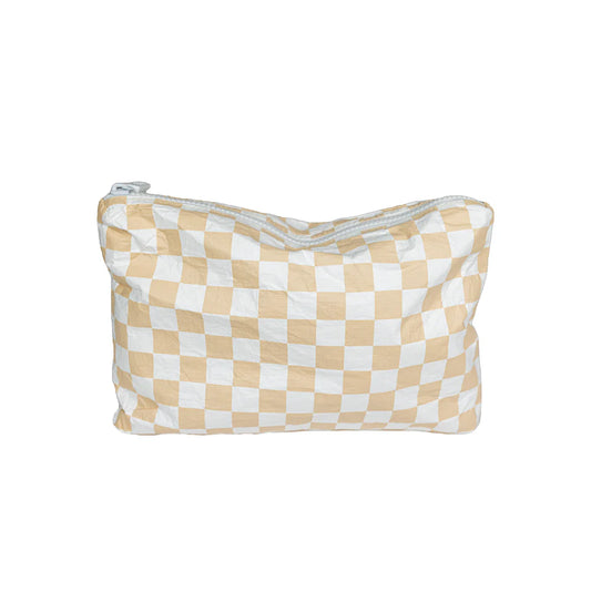 Tan Checkered Medium Splash Proof Pouch